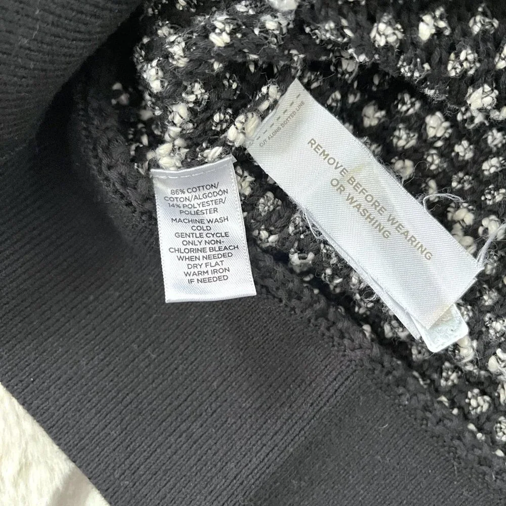 LOFT Textured Knit Sweater (Black/White) M
